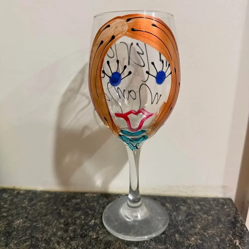 Merlot Mama painted wine glass